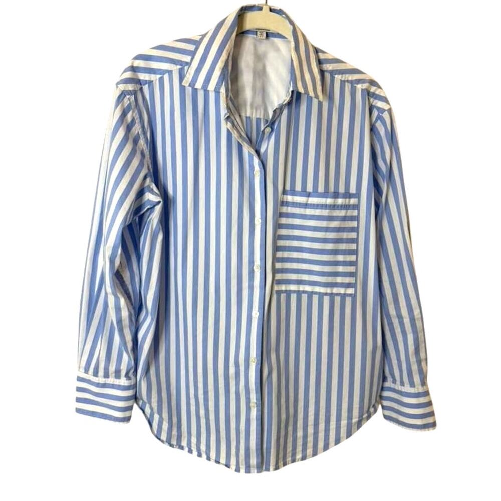 AYR The Deep End Button Down Shirt in Blue/White Size XS
